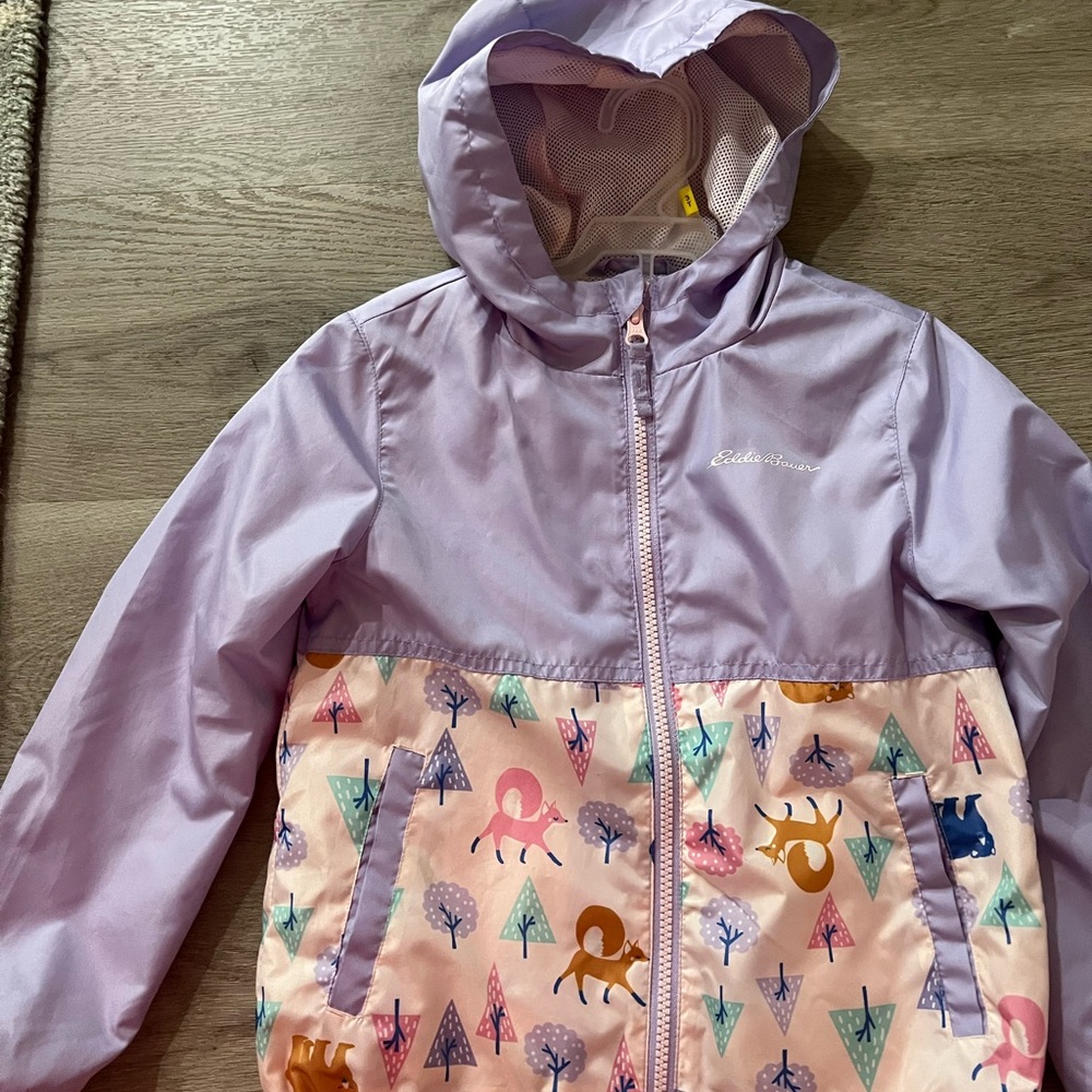 Eddie Bauer Purple and Pink Raincoat Lightweight Hooded